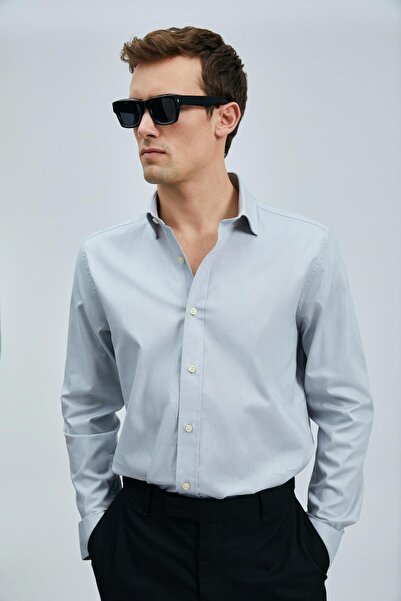 Lufian Daniel Regular Fit Erkek Gri Pamuk Gömlek (111010633)