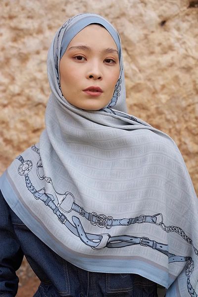 ED Scarf Blue Ed Scarf Sunrise Belt Pattern Shawl