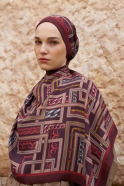 ED Scarf Bordo Ed Scarf Sunrise Geometric Pattern Shawl