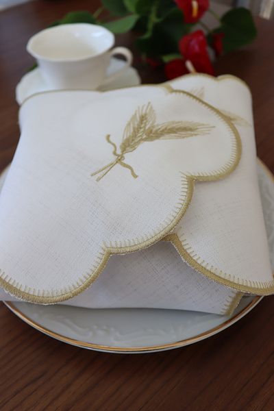vipceyiz Wheat Embroidered Bread Cover