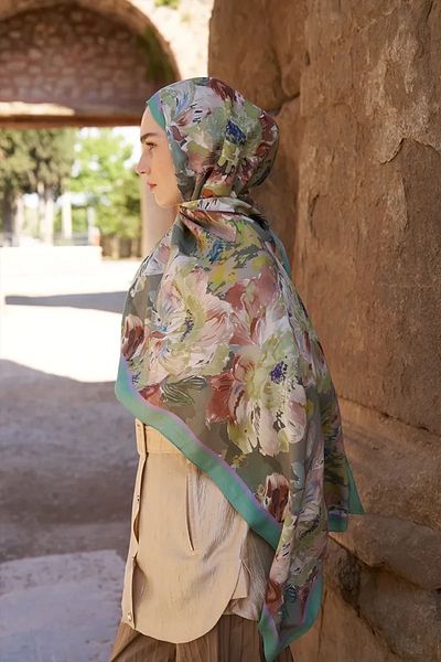 ED Scarf Green Ed Scarf Sunrise Flower Pattern Shawl