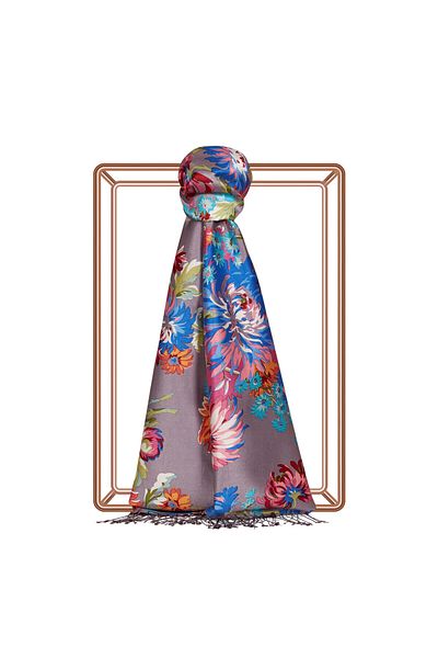 ipekevi Fig Purple İpekevi Silk Shawl 4216