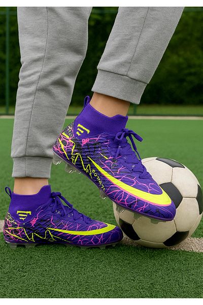 homiro Pantofi de fotbal Vinnex cu șosete din Lycra pentru copii-Violet