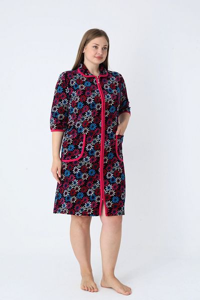 ROMEO LİFE Women's Plus Size Cotton Blend Velvet Zipper Dress 1125