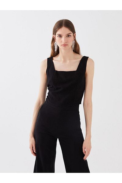 LC Waikiki Square Neck Plain Crop Women's Blouse (S3)