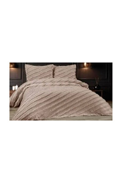 Zaimoğlu Ponponlu Yatak Örtüsü Takımı Sütlü Kahve