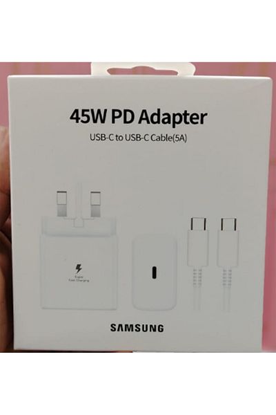 Samsung Original Samsung Charger, White, 45W, Super Fast Charging, Certified Original Adapter