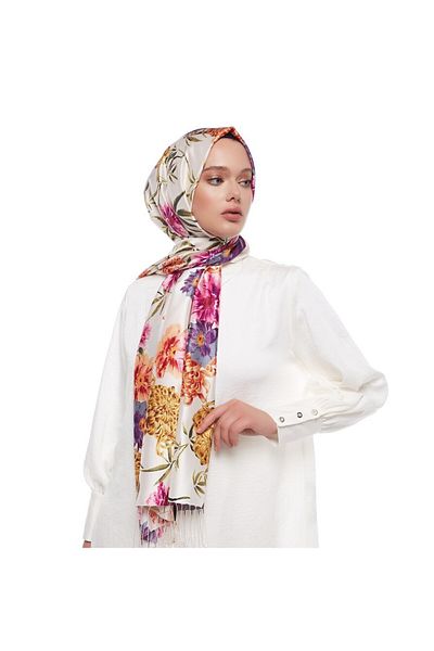 ipekevi White Silk Shawl 7651