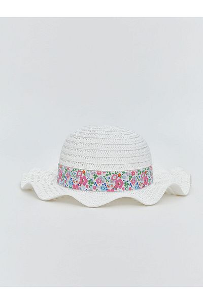LC Waikiki Flower Patterned Girl's Straw Hat
