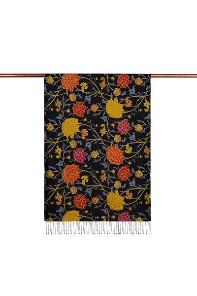 ipekevi Black-Gold Silk Shawl 7892