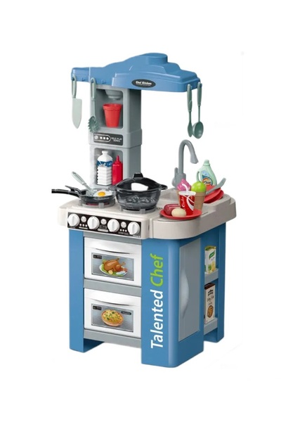 WePro Store Set bucătărie pentru copii albastru, circuit de apă, cuptor, plit...