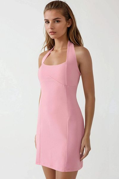 Hiccup Square Neck Fitted Woven Mini Dress