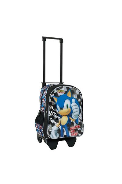 Sonic Licensed School Bag with Ruler, 2 Compartment Pen Holder - Water Bottle Flask Gift
