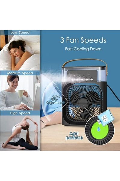 Generic Portable Air Conditioner Fan, Black Mini Personal Fan Evaporative Air Cooler, 600ML Water Tank Humid