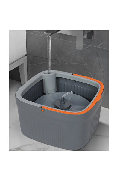 Herum Flat mop and rotating bucket, water separation, 4 microfiber cloths, Gray