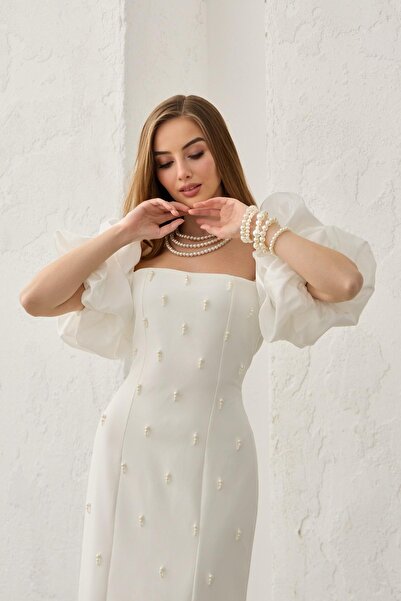 Elbee Fashion Woman Вишита детальна сукня з рукавами