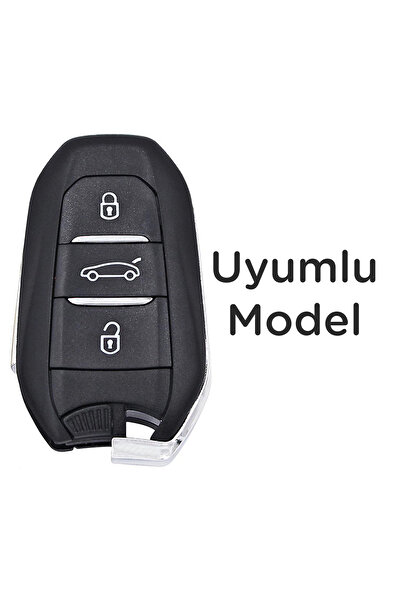 Mavi Keys Peugeot 208 508 3008 5008 Citroen Berlingo C-Elysee Opel Husă din silicon pentru chei 3 butoane alb argintiu