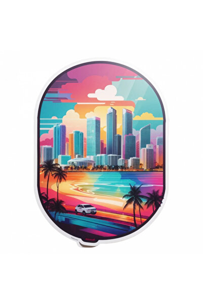 INOVATIX Σετ 8 τεμαχίων, Αυτοκόλλητο Πόλης του Μαϊάμι, INOVATIX®. 6 εκ.