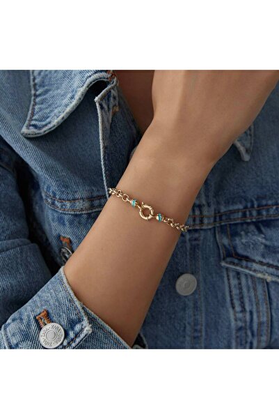 Semih Haşhaş Kuyumculuk Altın Mavi Mineli Doç Zincir Bileklik