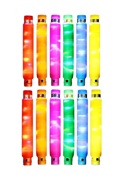 LUDIRO Set 12 Tuburi Antistres, cu Lumini LED Interactive, Fidget Pop Tube