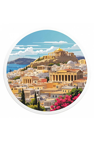 INOVATIX Set de 8 piese, autocolant Panteonul orașului Atena, INOVATIX®. 6 cm