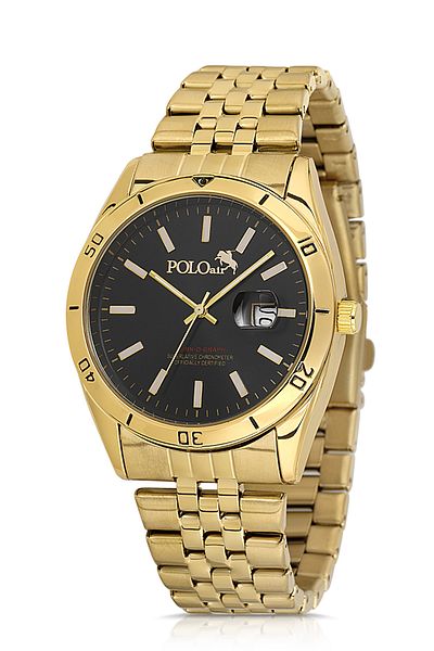Polo Air Men's Wrist Watch with Lens Calendar Gold Black Color Pl-0987E5X