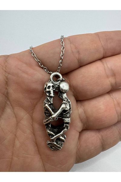Herşey Nota Unisex Necklace with Wrapped Skeletons Figure |   Gothic Design |   60 cm with Chain
