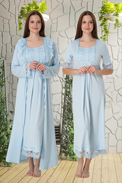 lohusahamile Set de cămașă de noapte și halat de zi cu caracteristică de alăp...