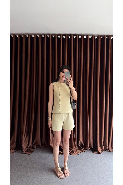 HAZELANNA Starfish Buttoned Yellow Suit
