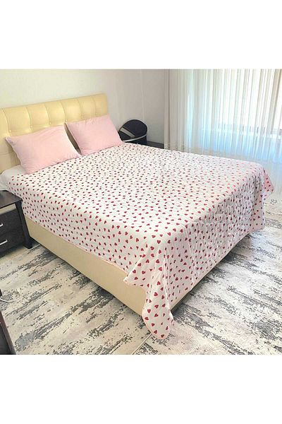 Özyuvam Quilted Cotton Fiber Filled Double Sided Heart Patterned Pique