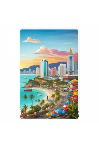 INOVATIX Σετ 8 τεμαχίων, Αυτοκόλλητο Pattaya Beach City, INOVATIX®. 6 εκ.
