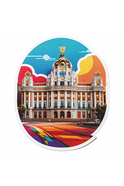 INOVATIX Set de 8 piese, autocolant oraș Madrid, INOVATIX®. 6 cm