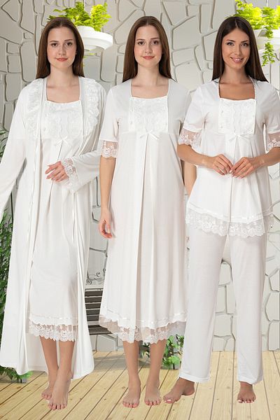 lohusahamile Ecru Lace Detailed 4-Piece Pregnant Maternity Set Effortt 6036