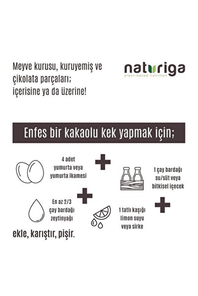 Naturiga Glutensiz Kek Karışımı ( Kakaolu) 260 gr