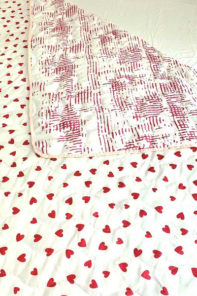 Özyuvam Quilted Cotton Fiber Filled Double Sided Heart Patterned Pique