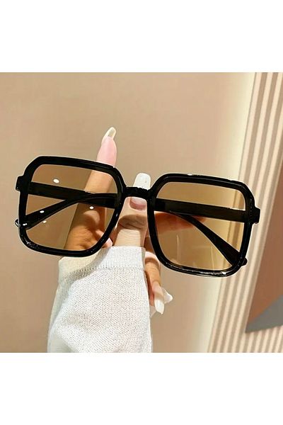 HAB TRADE Unisex Black Brown Glass Square Large Glasses