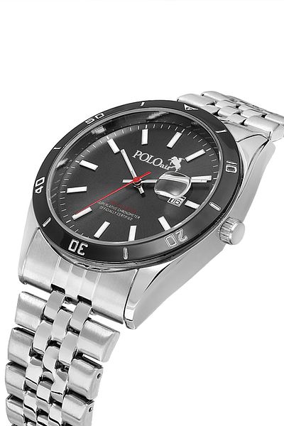Polo Air Men's Wrist Watch with Lens Calendar Silver Black Color Pl-0987E1X