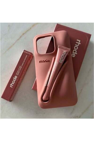 rhode جراب سيليكون لهاتف iPhone 16 Pro Max مع حامل للشفاه للهاتف المحمول