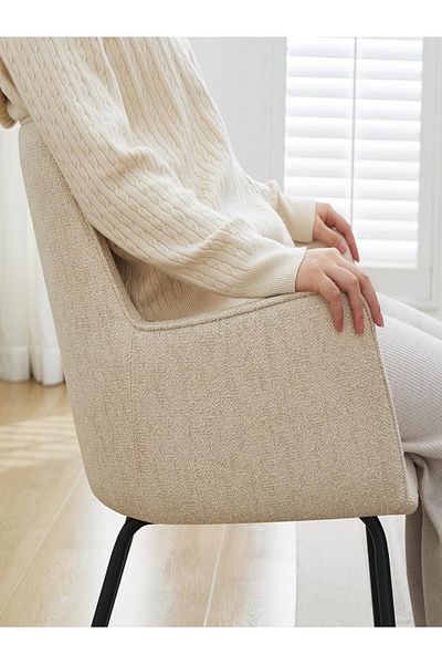 rexa beige fabric chair with black legs