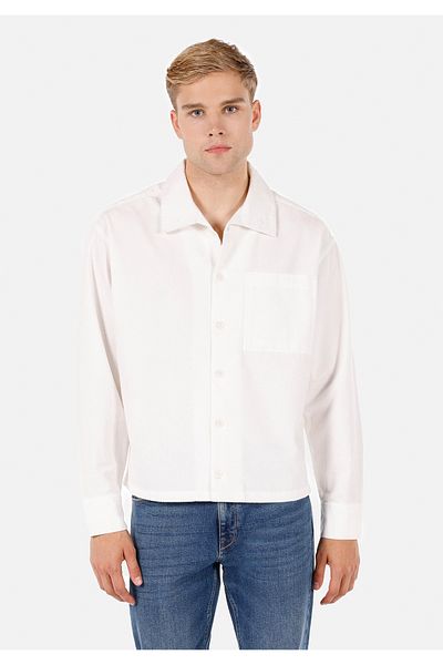 Colin's Boxy Fit Shirt Neck Plain Men's White Long Sleeve Shirt
