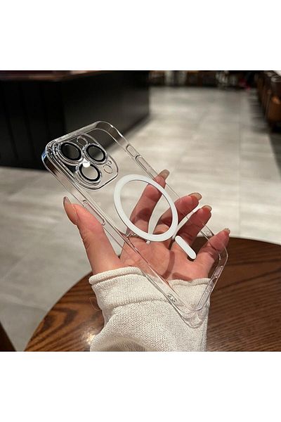 bzstore Carcasă pentru Apple iPhone 12 Pro Max, MagSafe, Luxury Slim, Protecție detașabilă pentru cameră, Transparentă
