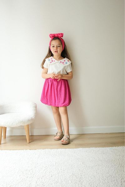 Zuzu Embroidered Baby Collar Detailed Balloon Skirt Girl's Suit