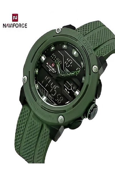 Naviforce dual-display watch with both analog and digital timekeeping, designed for sports and military
