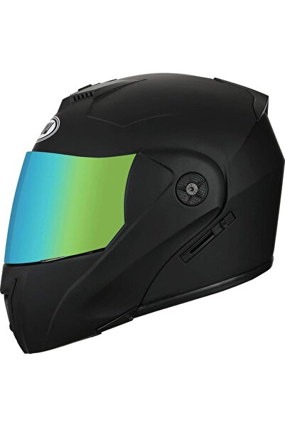 GÜMRÜK BEY Dayu Dot Sertifikalı Mat Siyah Parlak Vizörlü Tam Koruma Motosiklet Kaskı M Beden