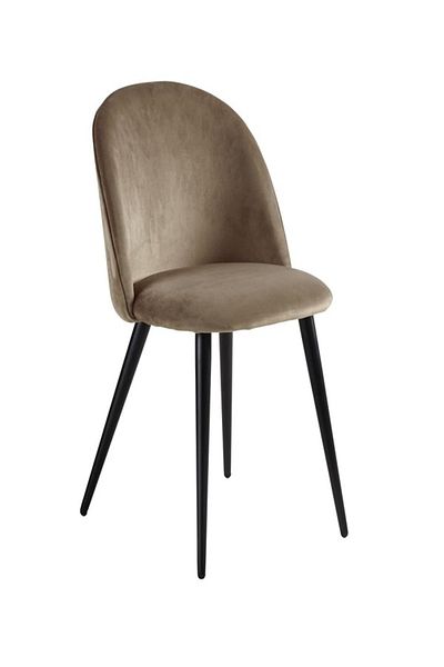 rexa velvet chair with a curved back and black legs