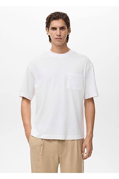 MANGO Man %100 pamuk boxy fit cepli tişört