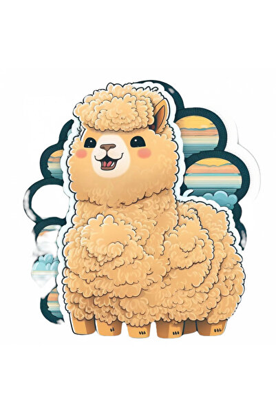 INOVATIX Set de 8 autocolante cu alpaca de munte, INOVATIX®. 6 cm