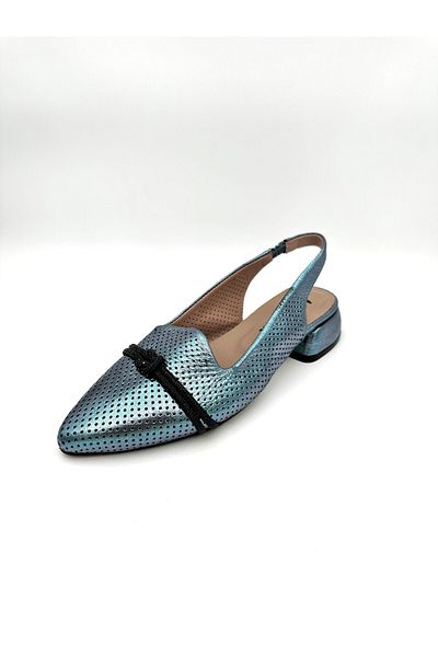 Mariolucci Women's Daily Ballerinas (Zimbali) Genuine Metallic Blue Leather