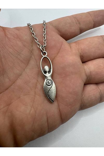 Herşey Nota Unisex Necklace with Spiral Goddess of Fertility Figure |   Spiritual Design with 60 cm Chain