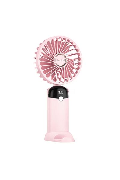 OEM Portable Fan, Handheld Desk Fan, 5 Speeds, 3 in 1, Silent, LCD Display, PINK